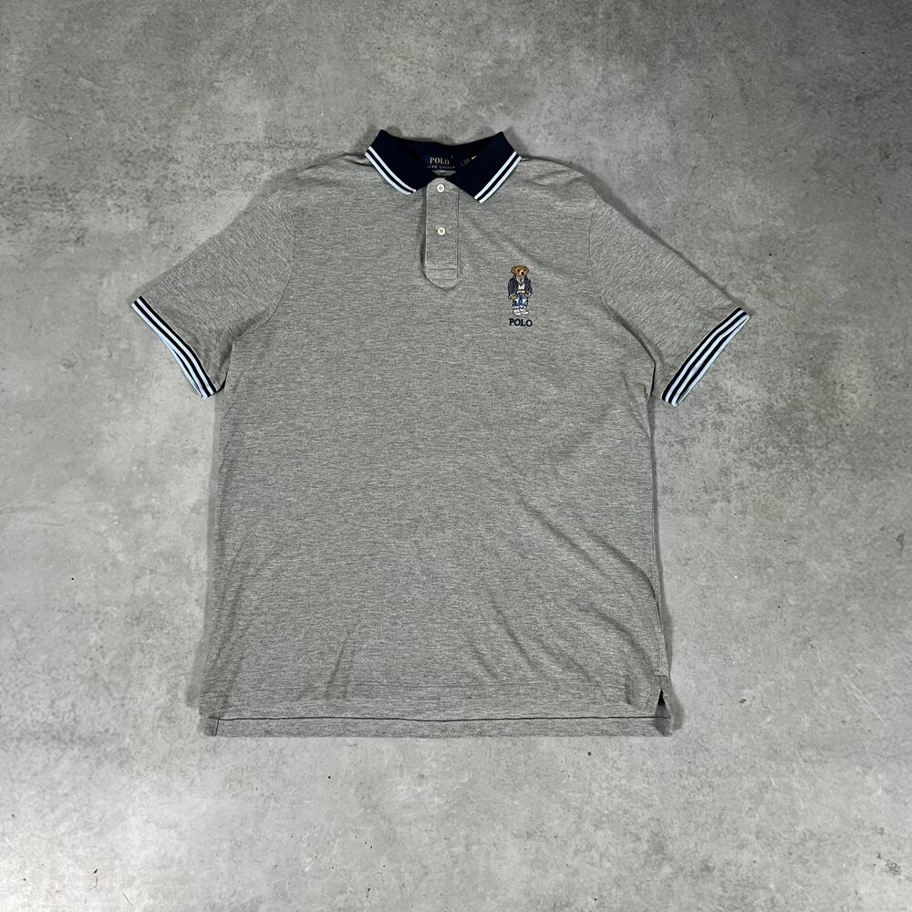 Polo Ralph Lauren Polo Bear Men's Custom Slim Fit Collar Shirt Mens Size L Gray